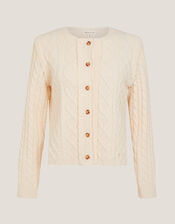 Cindy Cable Knit Cardigan, Ivory (IVORY), large
