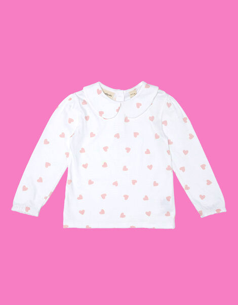 Dotty Dungarees Peter Pan Collar Top, White (WHITE), large