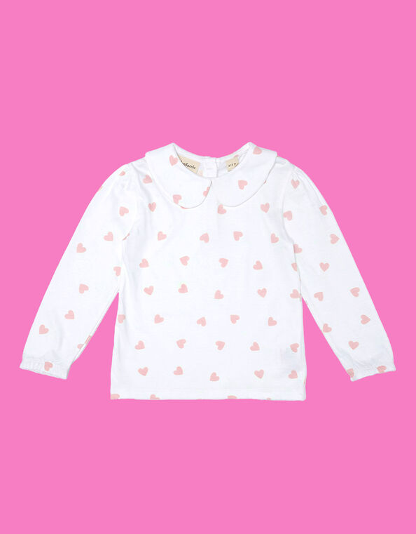 Dotty Dungarees Peter Pan Collar Top, White (WHITE), large
