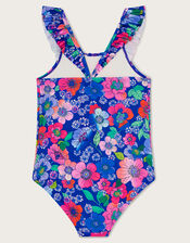 Retro Floral Swimsuit, Blue (BLUE), large