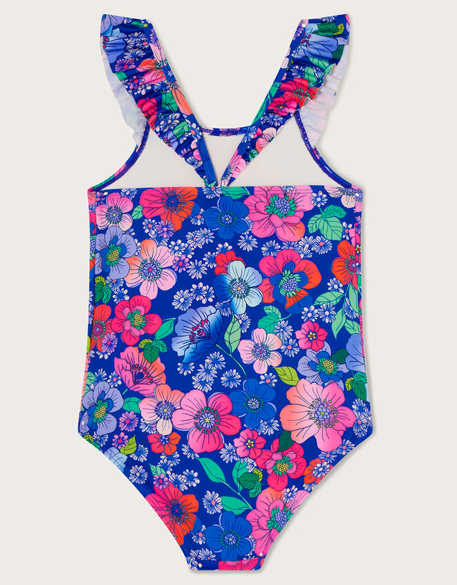Retro Floral Swimsuit, Blue (BLUE), large