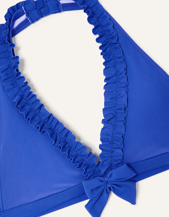 Plain Triangle Frill Swimsuit, Blue (BLUE), large