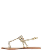 Marnie Embellished Metallic Sandals, Gold (GOLD), large
