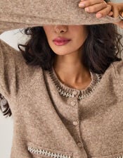 Evie Embellished Cardigan, Mink (MINK), large