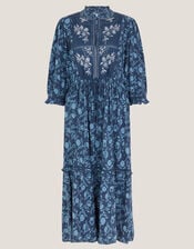 Sofia Floral Print Jersey Midi Dress, Blue (BLUE), large