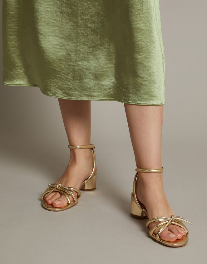 Wynn Metallic Strappy Heeled Sandals, Gold (GOLD), large