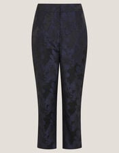Jayda Floral Jacquard Suit Trousers, Blue (NAVY), large