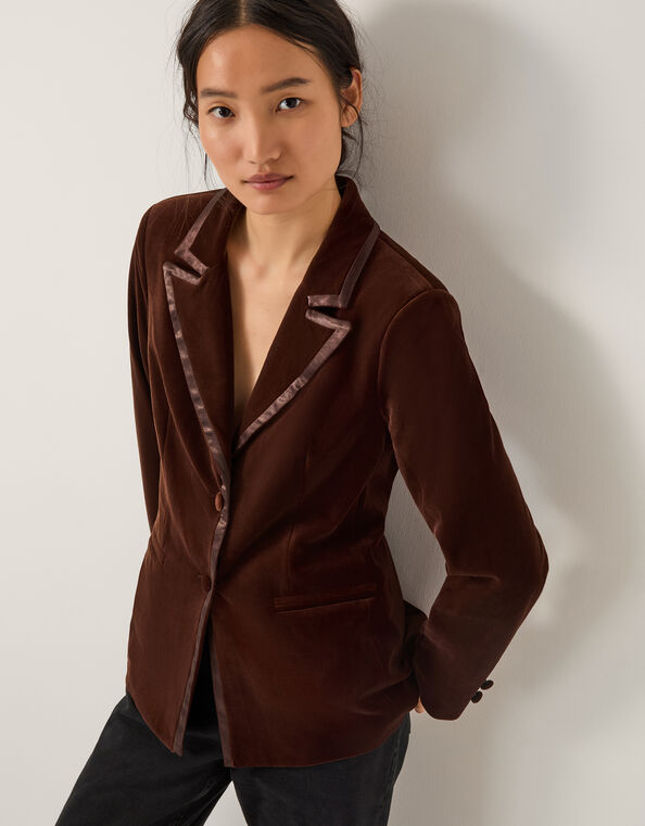 Mila Single Breasted Velvet Blazer, Copper (COPPER), large