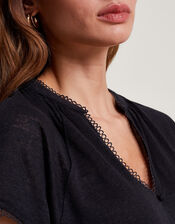 Viora Linen T-Shirt, Black (BLACK), large