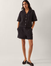 Irina Short Sleeve Lace Shirt, Black (BLACK), large