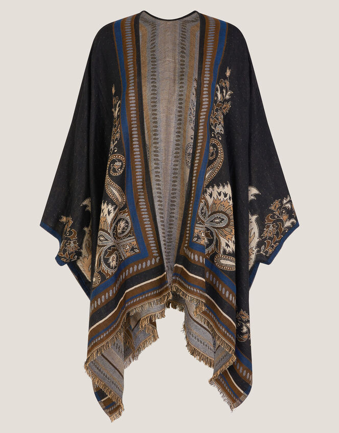 Crissy Jacquard Wrap Cardigan, Black (BLACK), large