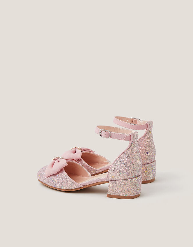 Closed-Toe Bow Glitter Heels, Pink (PINK), large