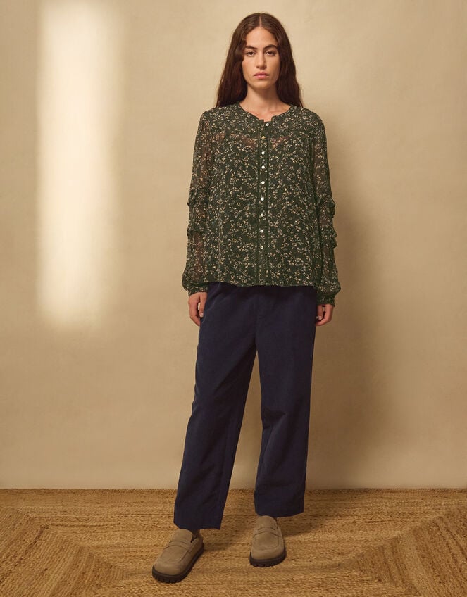 East Ellis Floral Print Blouse, Green (GREEN), large