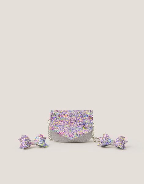 Confetti Glitter Bag & Hair Clips Set, , large