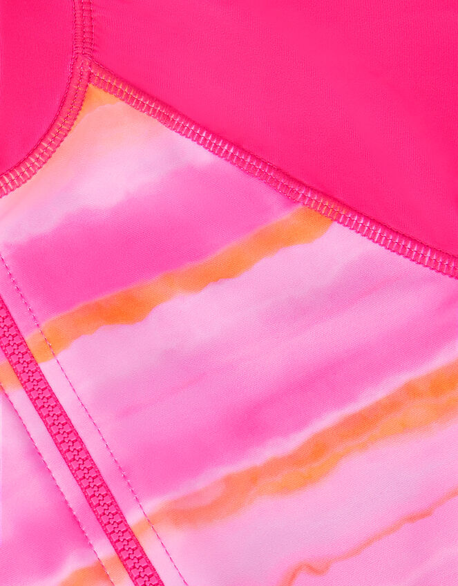 Tie Dye UPF50+ Short Sleeve Swimsuit, Pink (PINK), large