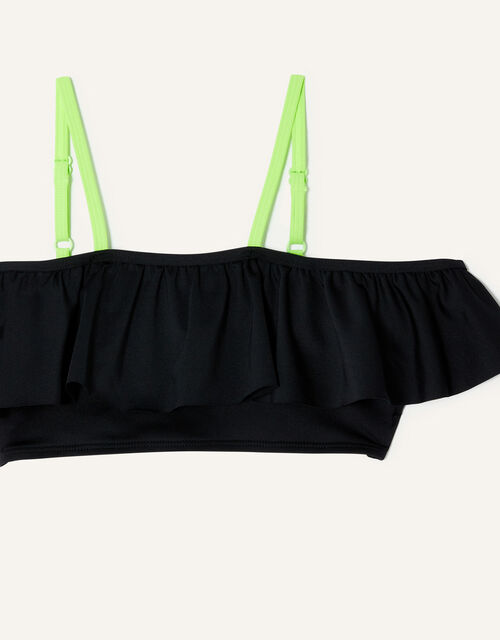 Frill Front Neon Bikini, Black (BLACK), large