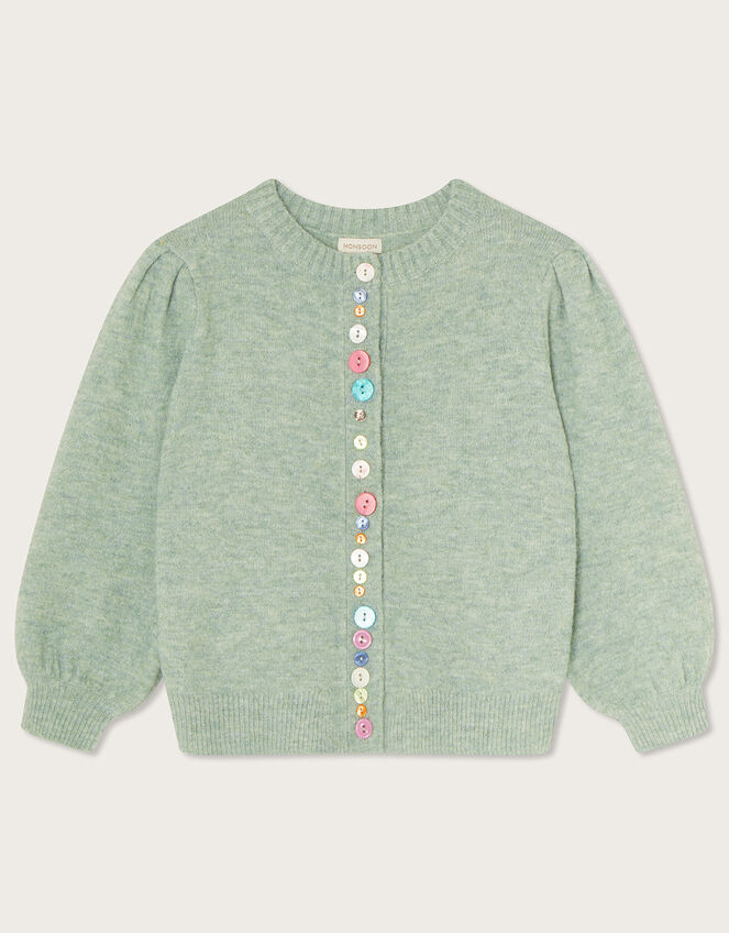 Boutique Button Embellished Cardigan	, Green (GREEN), large
