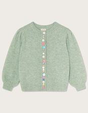 Boutique Button Embellished Cardigan, Green (GREEN), large