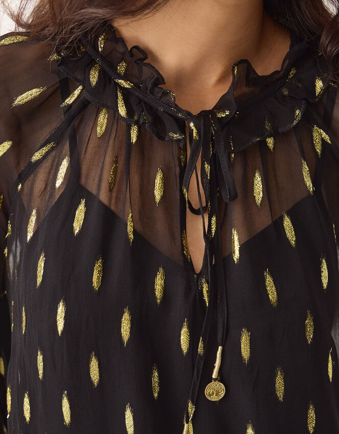 La Galeria Elefante Cowgirl Shimmer Blouse, BLACK GOLD, large