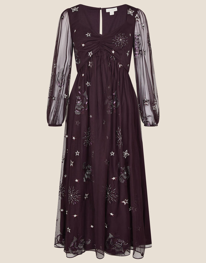 Tia Star Embellished Dress, Purple (PLUM), large