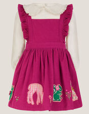 Baby Top & Corduroy Pinafore Dress Set, Red (BURGUNDY), large