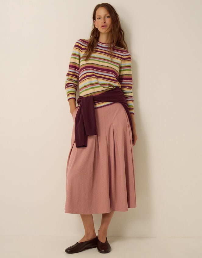Shiloh Stretch Corduroy Midi Skirt, Pink (PINK), large