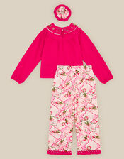 Christmas Letter Long Pyjamas & Hair Scrunchie Set, Red (RED), large