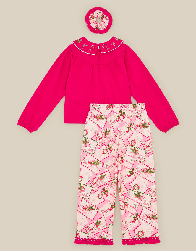 Christmas Letter Long Pyjamas & Hair Scrunchie Set, Red (RED), large