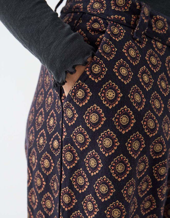 East Pheba Print Cotton Twill Trousers, Multi (DARKS MULTI), large