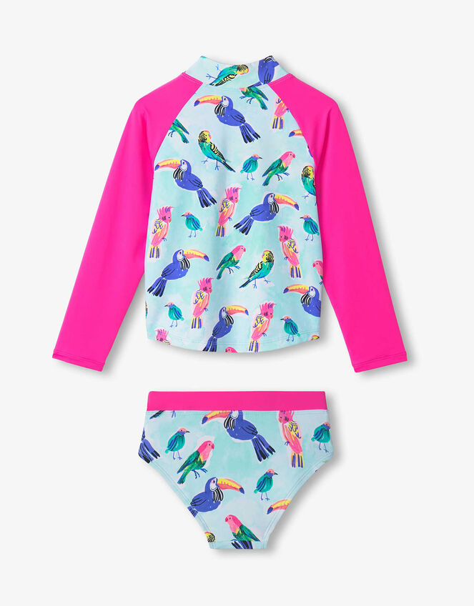 Hatley Bird Print Long Sleeve Swim Set, Blue (TURQUOISE), large