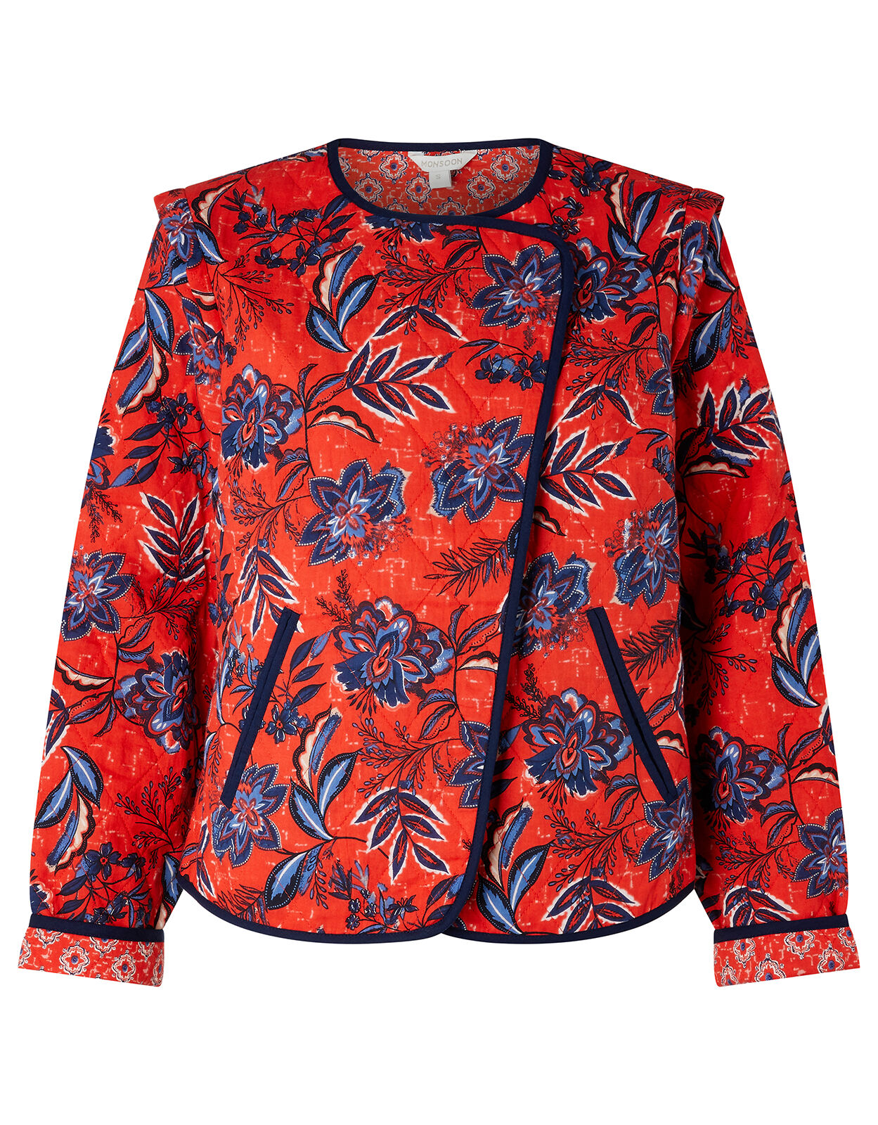 ASHOKA Hattie Hand Screen Quilted Jacket in Organic Cotton Red