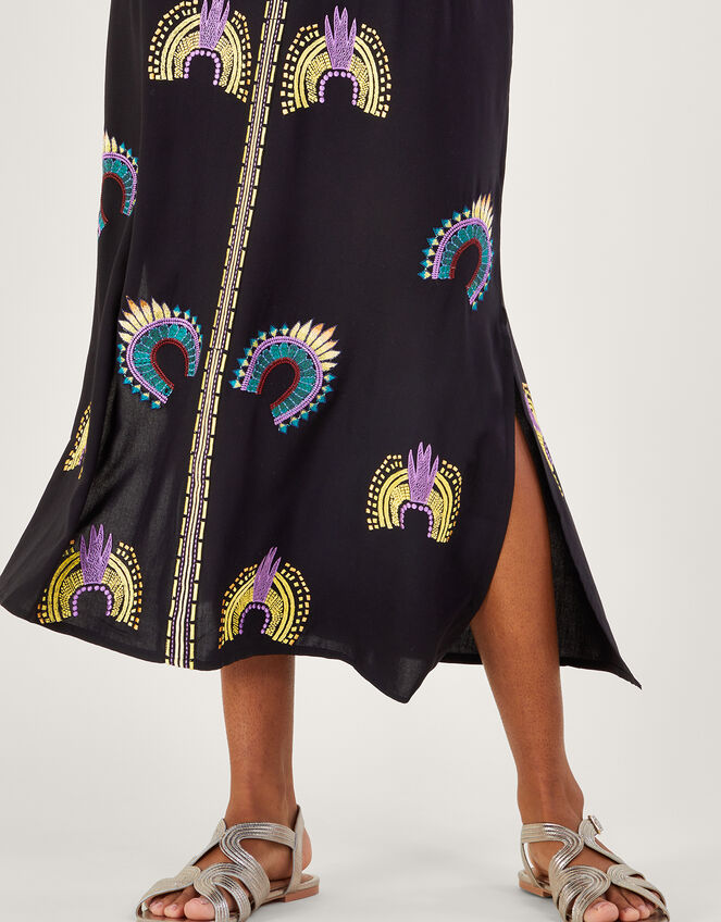 Embroidered Cami Midi Dress, Black (BLACK), large