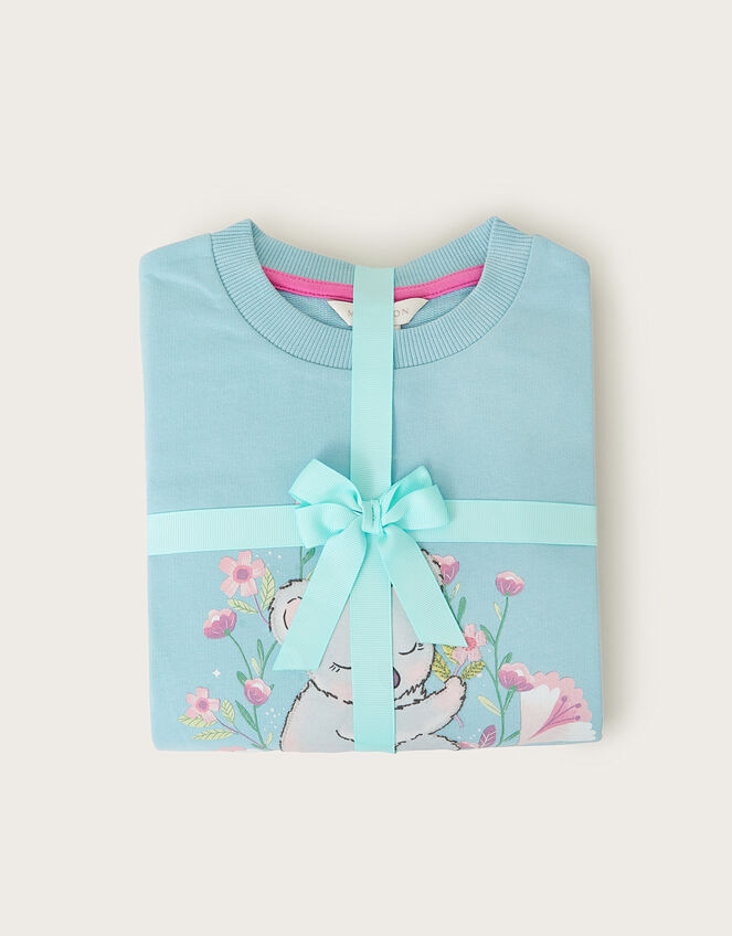 Long Sleeve Koala Print Pyjamas Set, Blue (BLUE), large