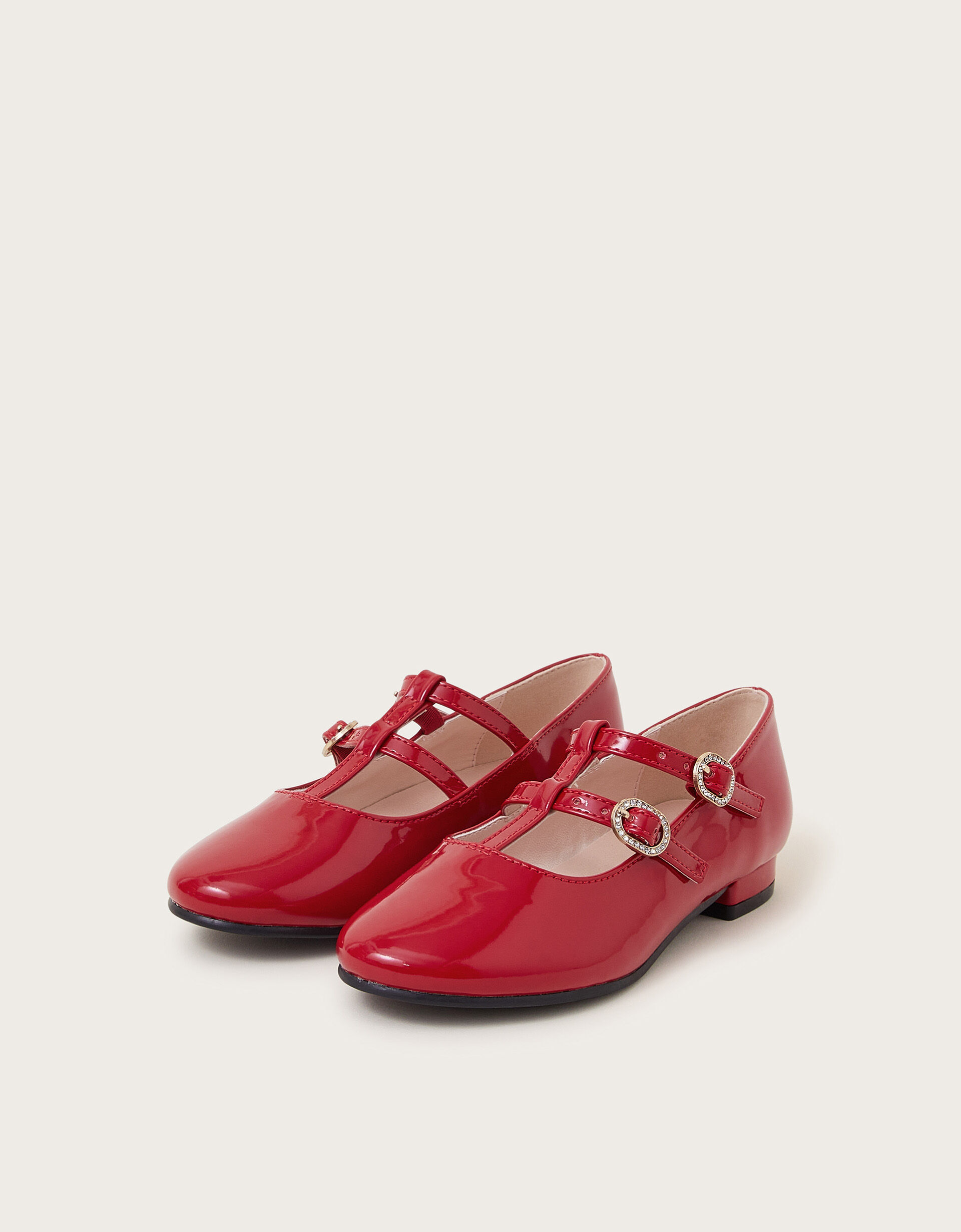 Patent Faux Leather Two Strap Flats Red Girls Flat Shoes Monsoon Global