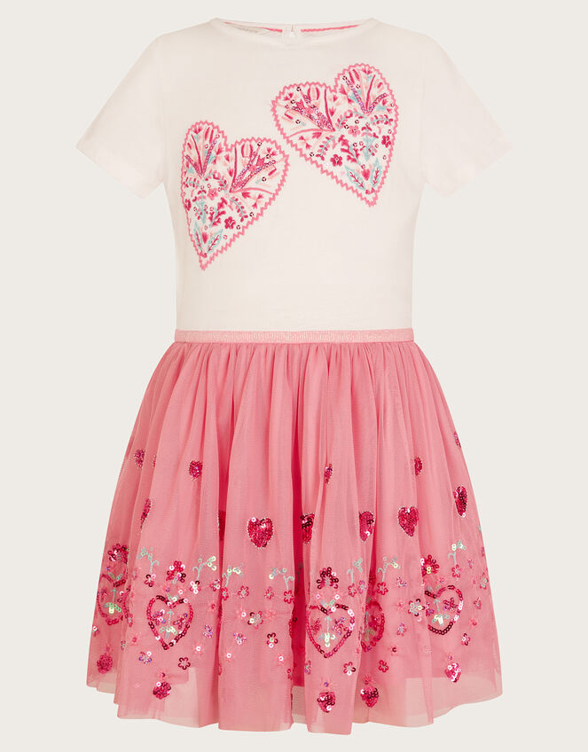Heart Embroidered Disco Dress, Pink (PINK), large