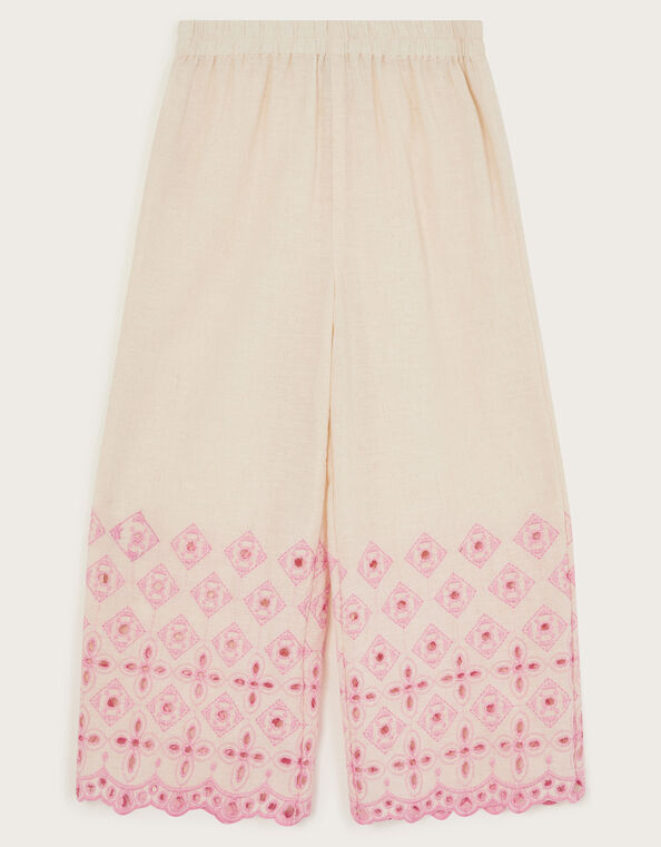 Broderie Wide Leg Pants, Ivory (IVORY), large