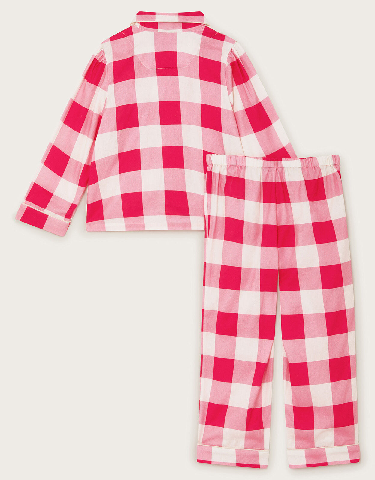 Flannel Check Long Pyjamas Set Pink