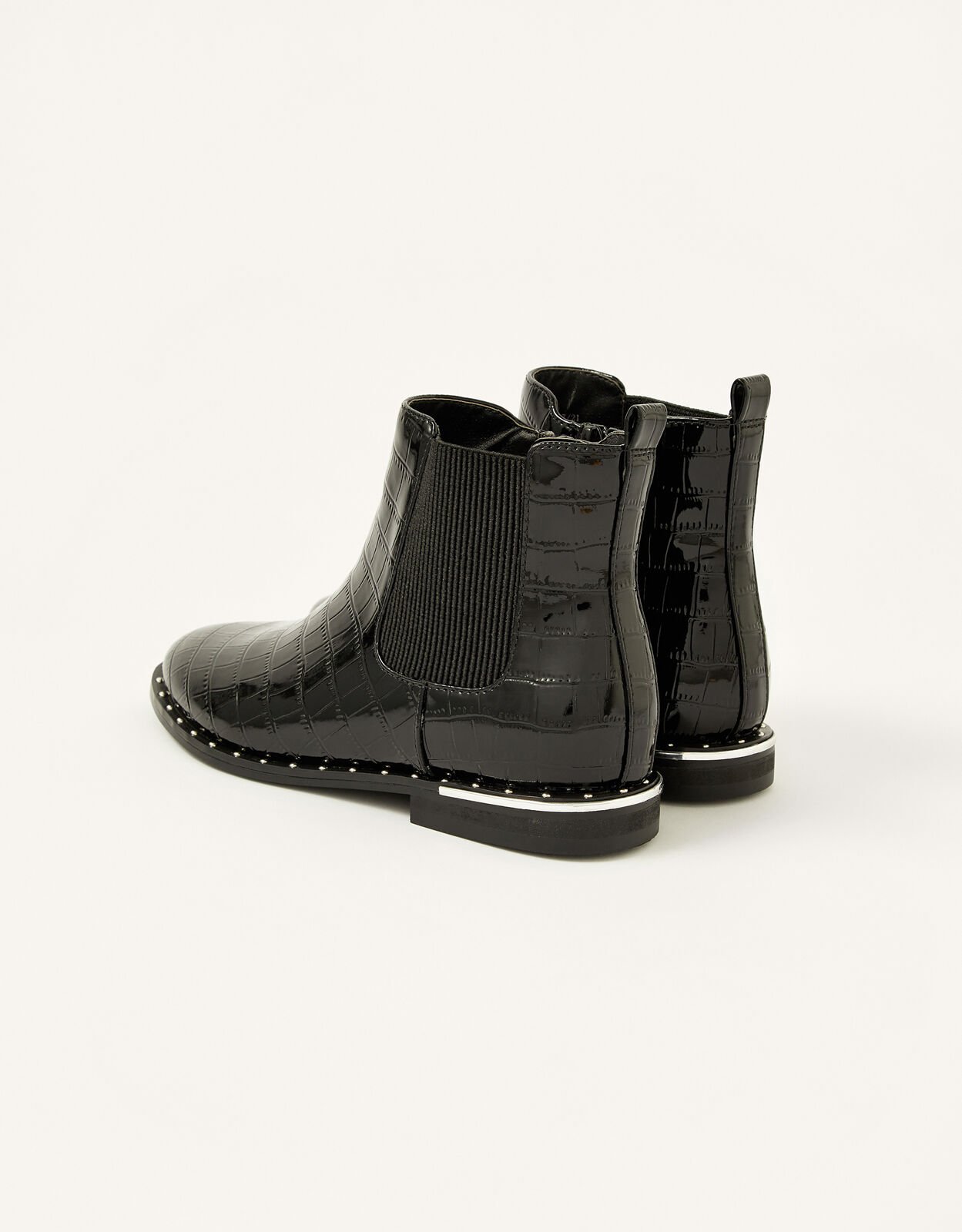 Croc Effect Studded Chelsea Boots Black