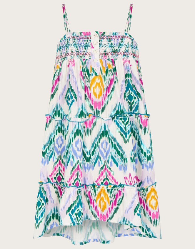 MINI ME Rainbow Ikat Print Dipped Hem Dress, Multi (MULTI), large