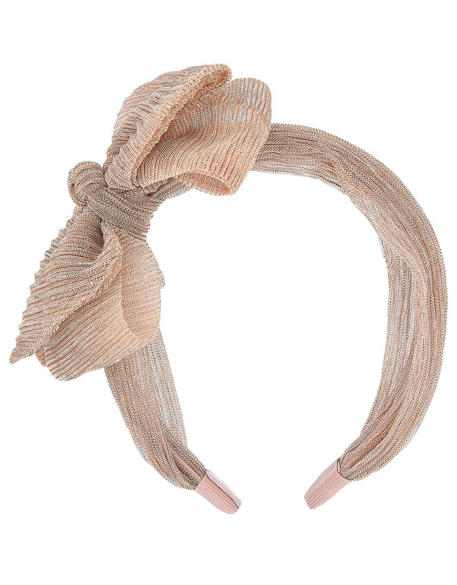 Shimmer Bow Pleated Headband, , large