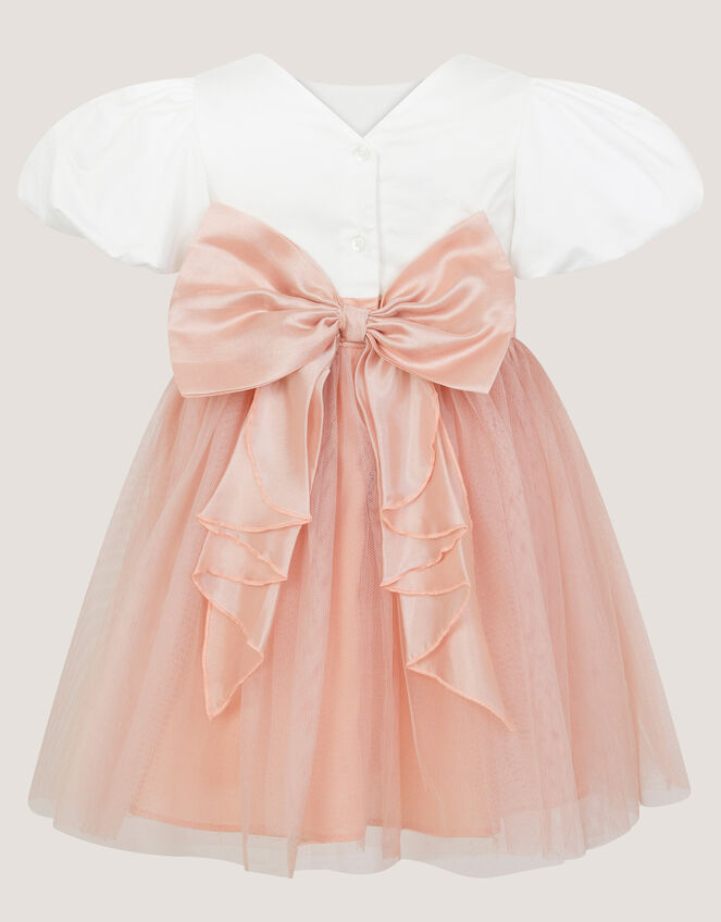 Baby Puff Sleeve Sateen Tulle Party Dress, Pink (PINK), large