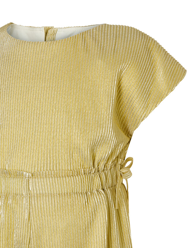 Gia Metallic Plisse Jumpsuit, Gold (GOLD), large