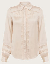 Alma Satin Lace Blouse, Ivory (IVORY), large