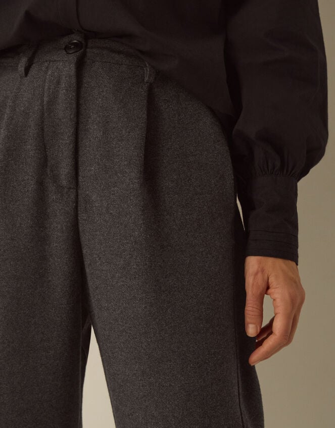 Orla High Waisted Barrel Leg Trousers, Grey (CHARCOAL), large