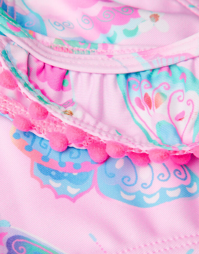 Butterfly Print Pom-Pom Tankini Set, Pink (PALE PINK), large