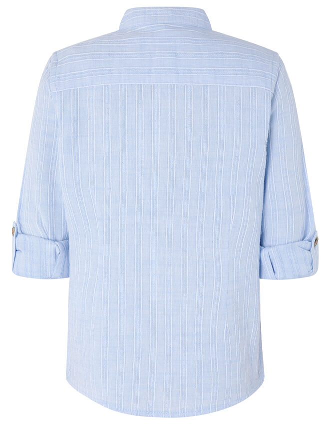Jamie Textured Shirt in Pure Cotton, Blue (BLUE), large
