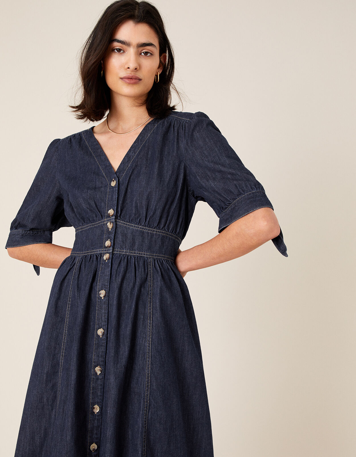 Dolly Denim Dress in Organic Cotton Blue Denim Monsoon Global
