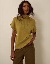 Fay High Neck Knit Tank, Green (CHARTREUSE), large