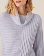 Stitch Ice Yarn Cowl Neck Jumper, Blue (BLUE), large