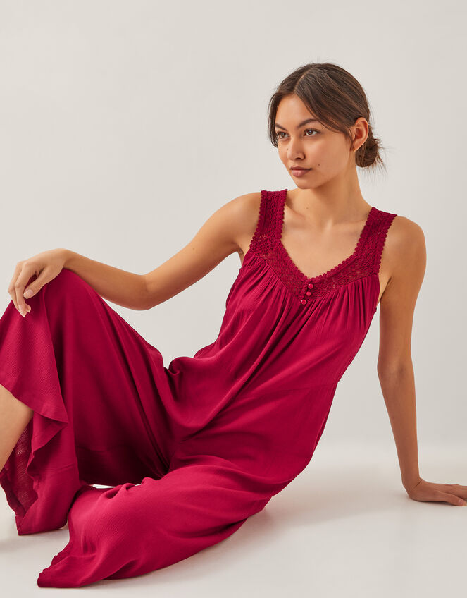 Rachel Sleeveless Culotte Jumpsuit, Red (BURGUNDY), large